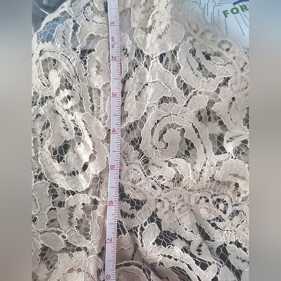 Elegant Tadashi Shoji Formal Illusion Lace Two-Tone Cream Black Gown W/ … - Picture 9 of 13